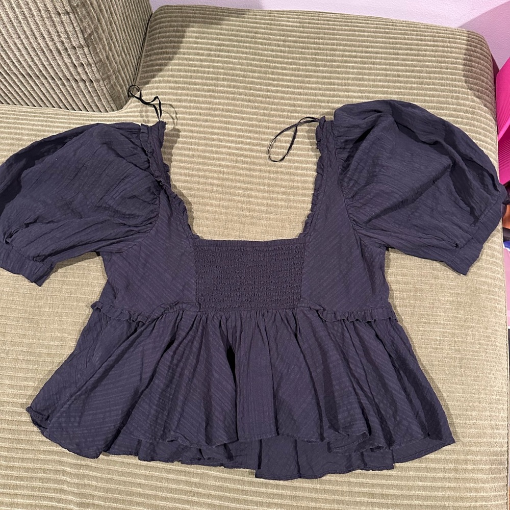 Free People Black Peplum Blouse - Picture 4 of 4